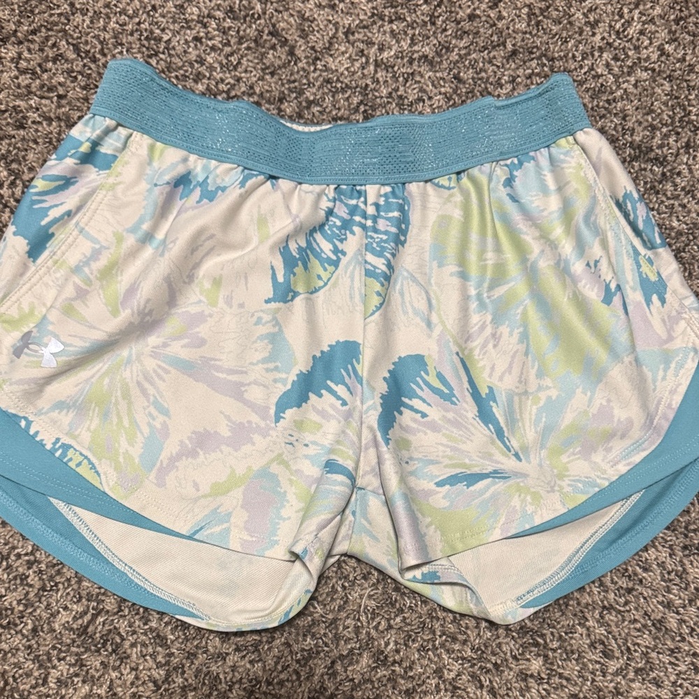 Under Armour Women's Athletic Shorts - Blue and Cream